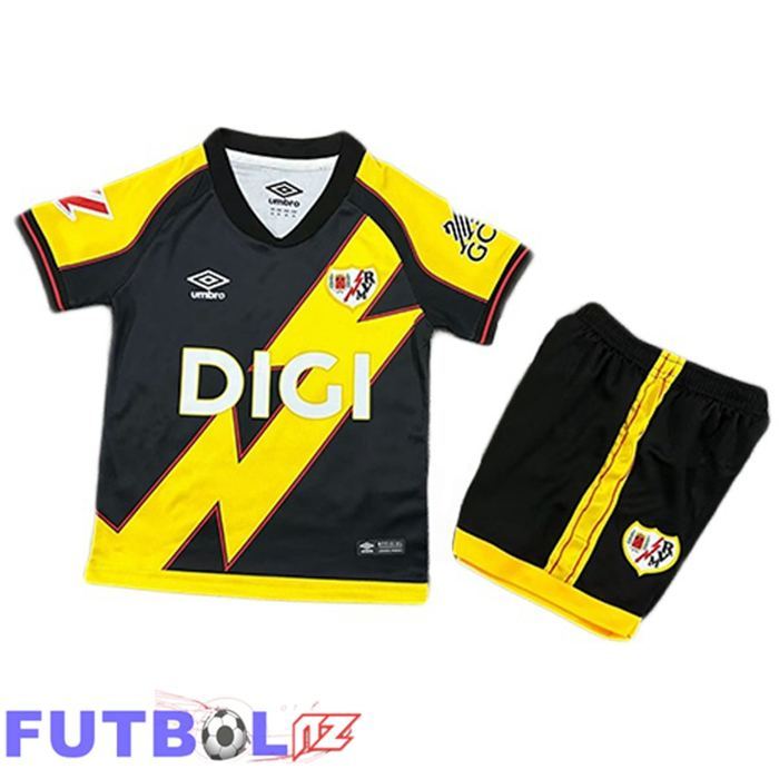 Camisetas De Futbol Rayo Vallecano Ninos Tercera Negro Amarillo 2025/2026