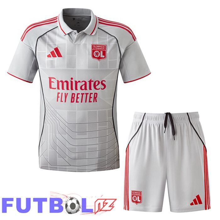 Camisetas De Futbol lyon OL Ninos Tercera Gris 2025/2026