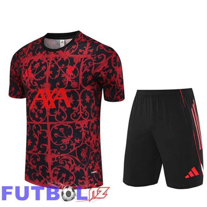 Camiseta Entrenamiento FC Liverpool + Cortos Rojo Negro 2025/2026