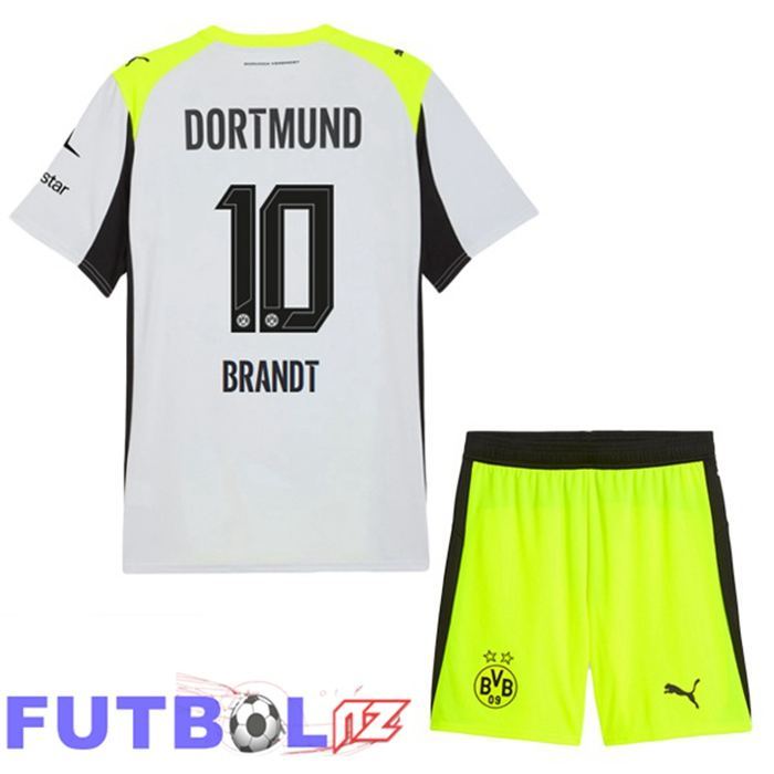 Camisetas De Futbol Dortmund BVB (Brandt 10) Ninos Segunda Gris Verde 2025/2026
