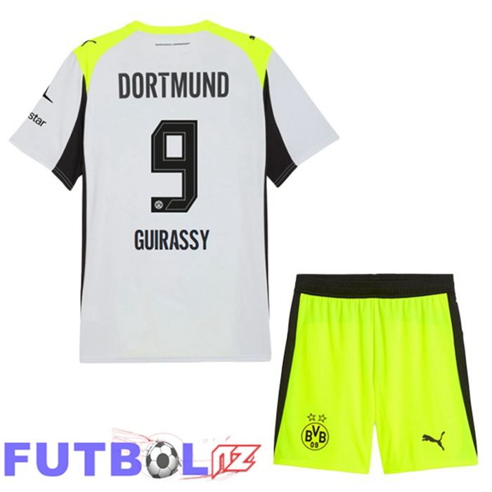 Camisetas De Futbol Dortmund BVB (Guirassy 9) Ninos Segunda Gris Verde 2025/2026