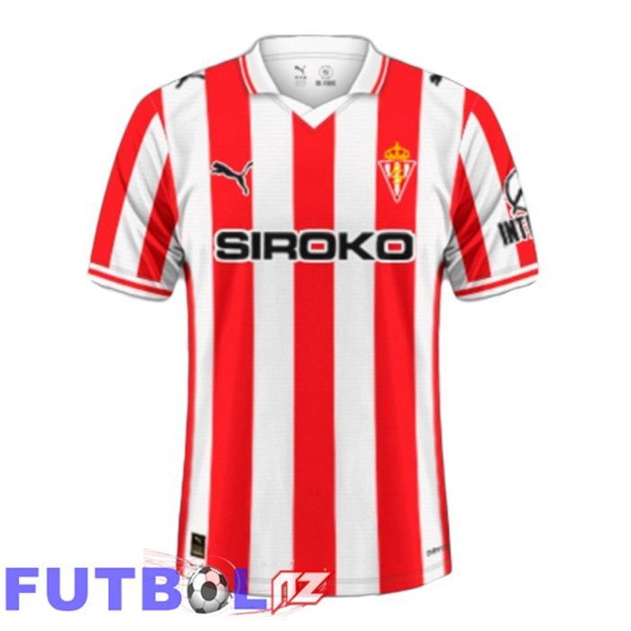 Camisetas De Futbol Sporting Gijon Primera Rojo Blanco 2025/2026