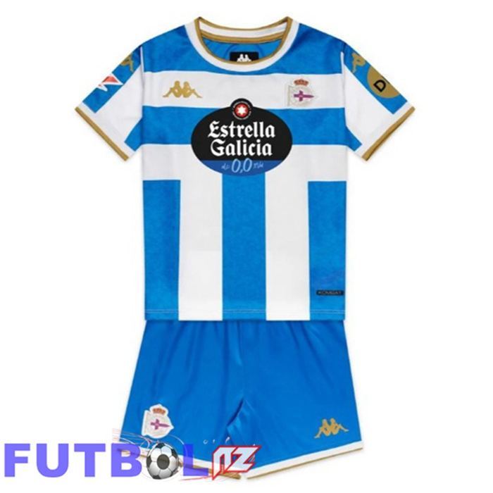 Camisetas De Futbol Deportivo de La Coruna Ninos Primera Azul Blanco 2025/2026