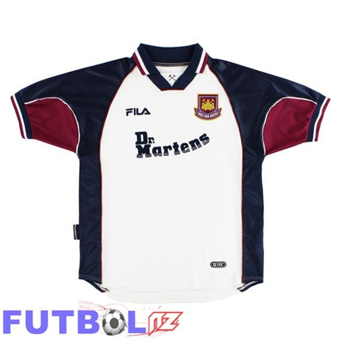 Camisetas De Futbol West Ham United Retro Segunda Blanco Negro 1999-2001 Camisetas De Futbol West Ham United Retro Segunda Blanco Negro 1999-2001