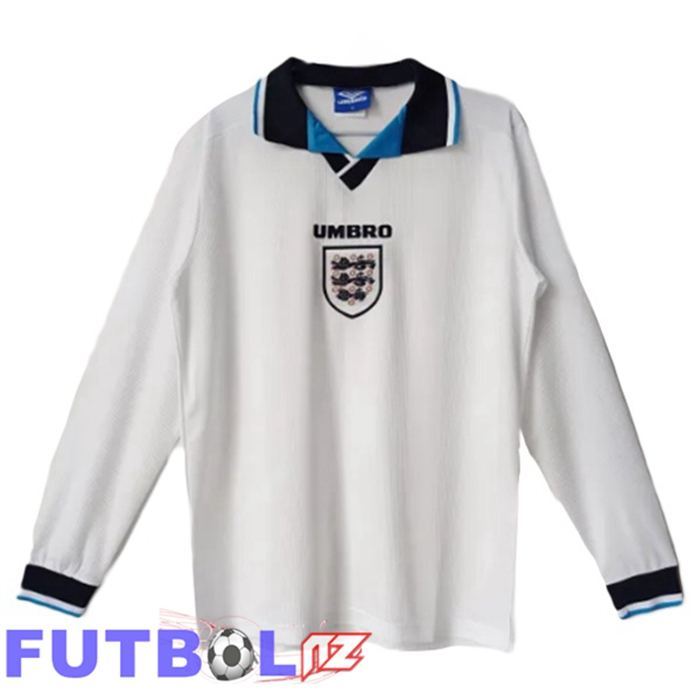 Camisetas De Futbol Inglaterra Retro Primera Manga Larga Blanco 1996