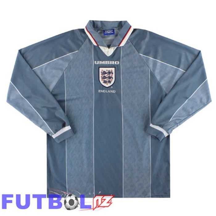 Camisetas De Futbol Inglaterra Retro Segunda Manga Larga Azul Gris 1996