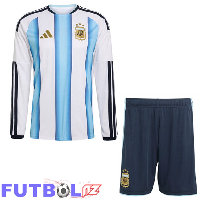 Camisetas De Futbol De Argentina Ninos Primera Manga Larga Azul Blanco 2026/2027