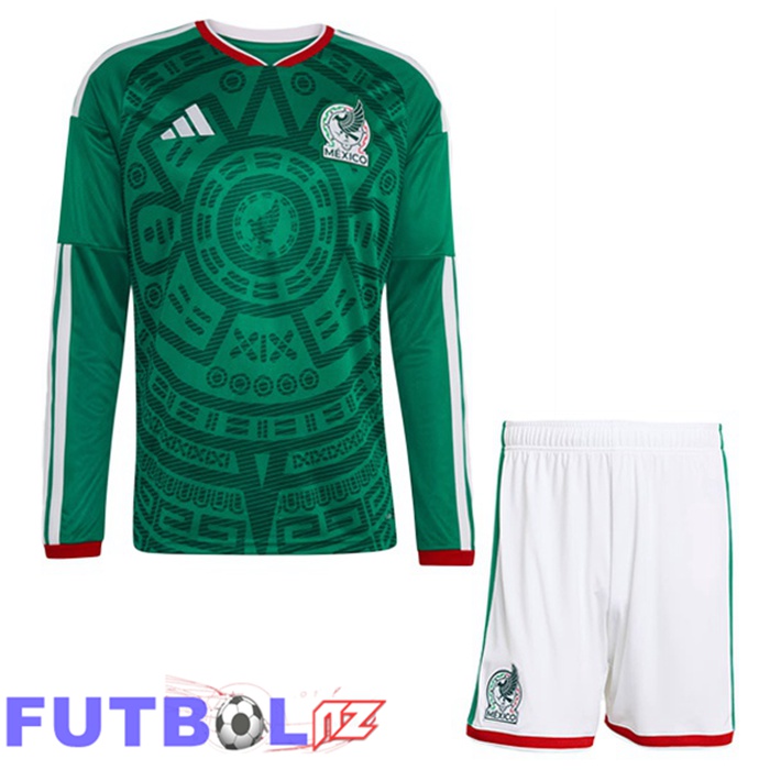 Camisetas De Futbol De México Ninos Primera Manga Larga Verde 2026/2027