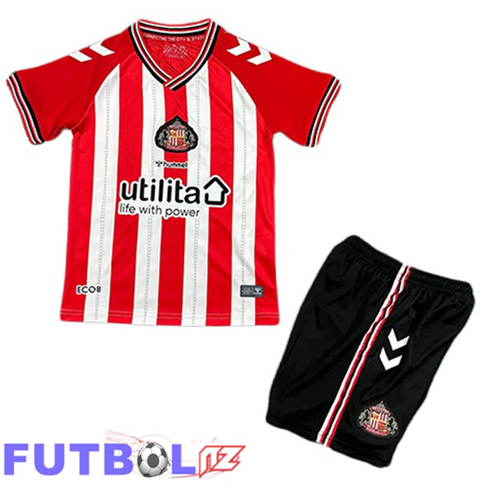 Camisetas De Futbol Sunderland AFC Ninos Primera Rojo Blanco 2025/2026