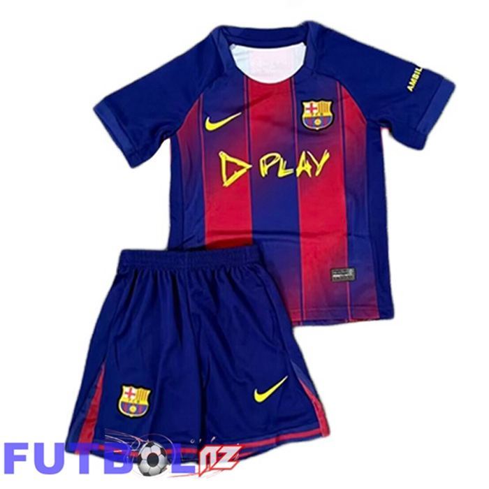 Camisetas De Futbol FC Barcelona Ninos Primera PLAY Azul Rojo 2025/2026