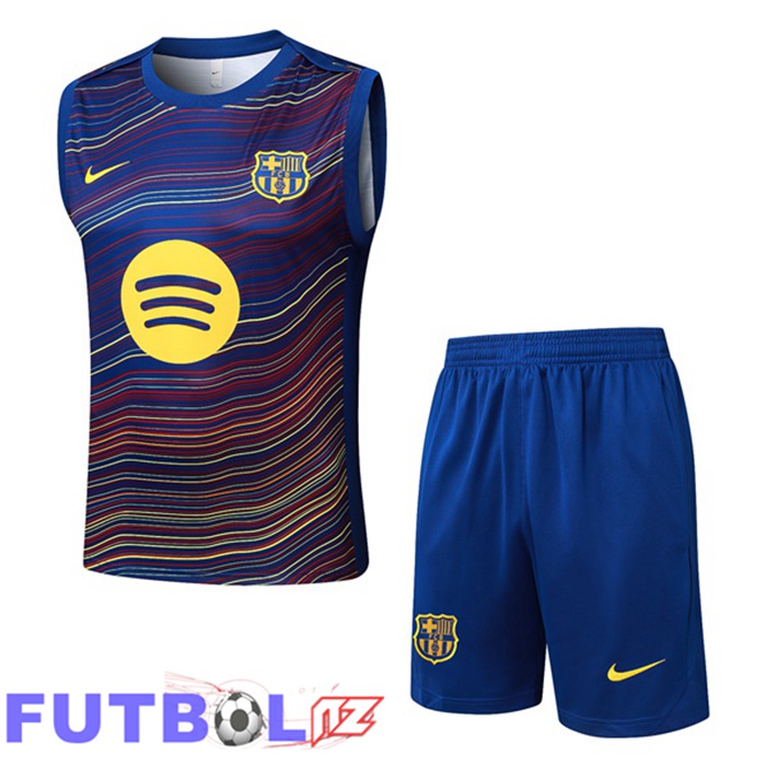 Chalecos De Futbol FC Barcelona + Cortos Púrpura Azul Real 2025/2026