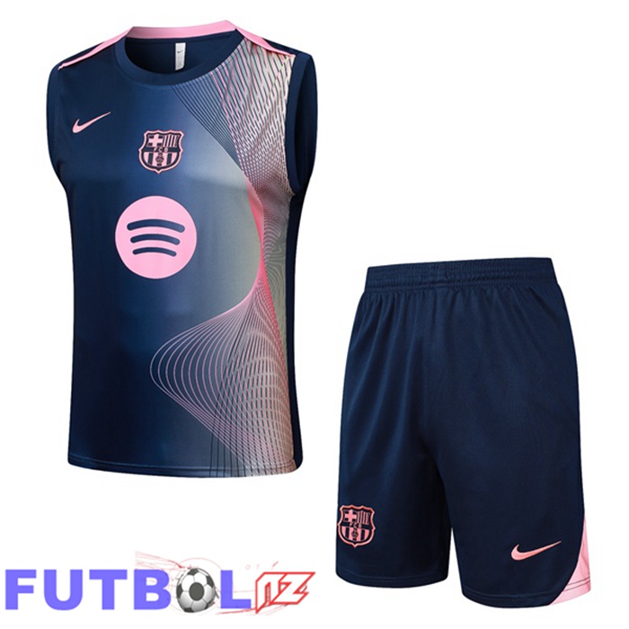 Chalecos De Futbol FC Barcelona + Cortos Rosado Azul Real 2025/2026