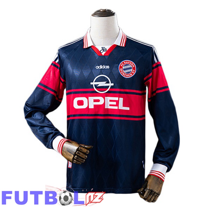 Camisetas De Futbol Bayern Munich Retro Primera Manga Larga Azul Real 1997-1998