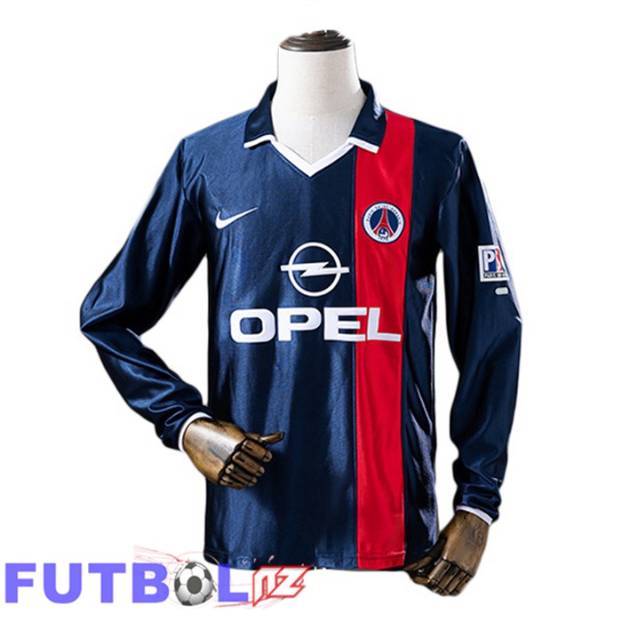 Camisetas De Futbol Paris PSG Retro Primera Manga Larga Azul Real 2001-2002
