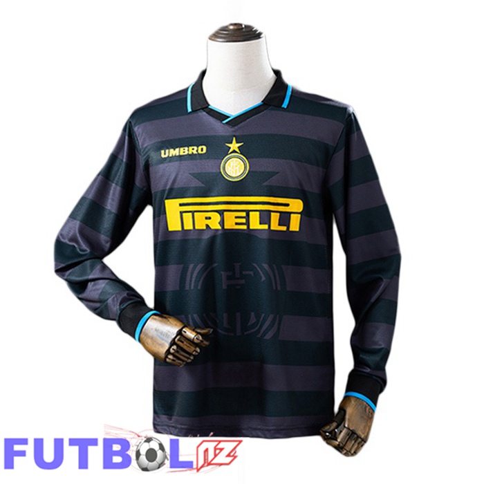 Camisetas De Futbol Inter Milan Retro Segunda Manga Larga Negro 1997-1998