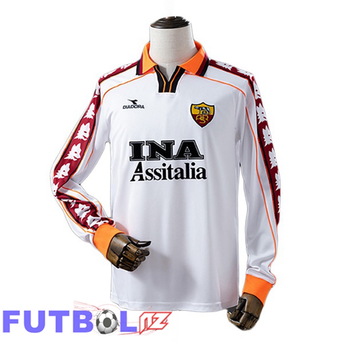 Camisetas De Futbol AS Roma Retro Segunda Manga Larga Blanco 1998-1999