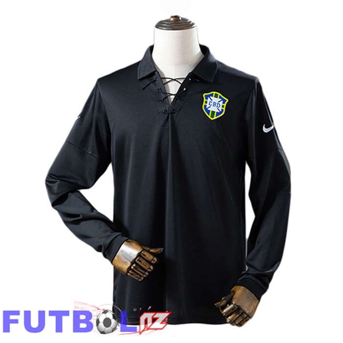 Camisetas De Futbol Brasil Retro Edición Especial Manga Larga Negro 2004
