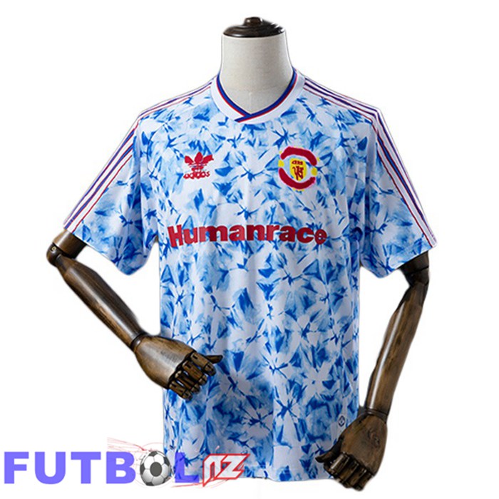 Camiseta Man United Human Race Retro Edición Especial Azul Blanco 2020-2021