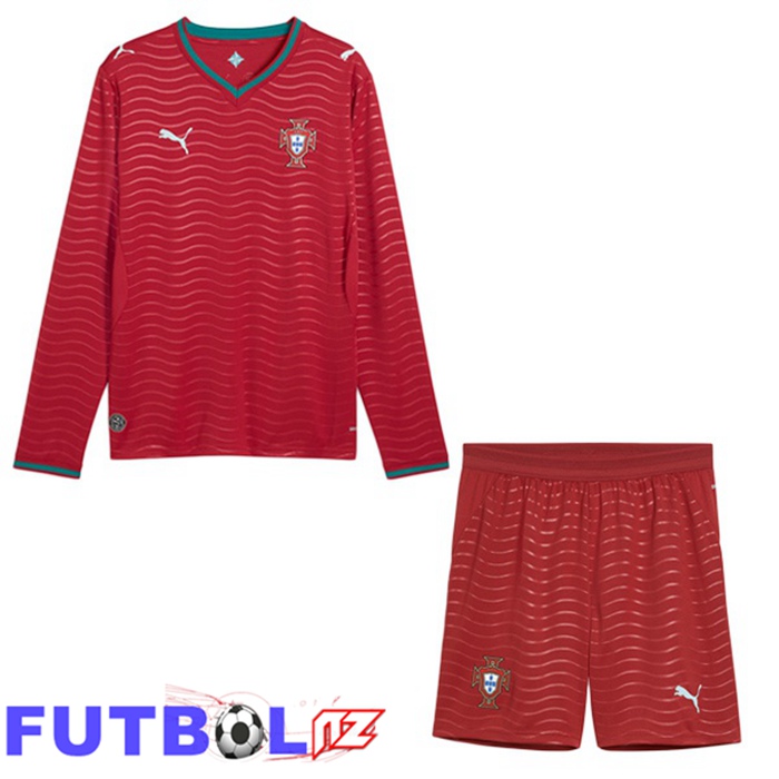 Camisetas De Futbol Portugal Ninos Primera Manga Larga Rojo 2026/2027