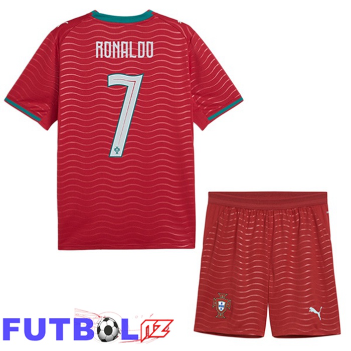 Camisetas De Futbol Portugal (RONALDO 7) Ninos Primera Rojo 2026/2027