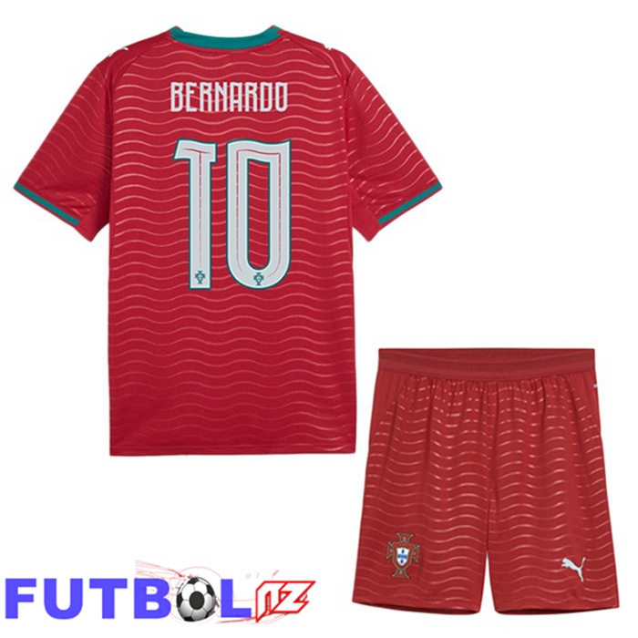 Camisetas De Futbol Portugal (Bernardo 10) Ninos Primera Rojo 2026/2027