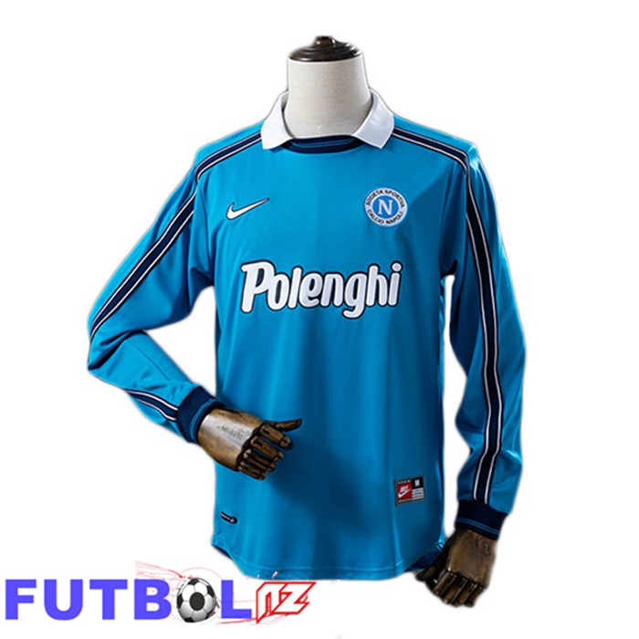 Camisetas De Futbol SSC Napoli Retro Primera Manga Larga Azul 1998-1999