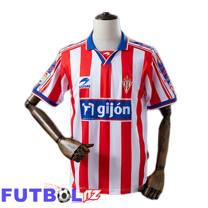 Camisetas De Futbol Sporting Gijon Retro Primera Blanco Rojo 1999-2000
