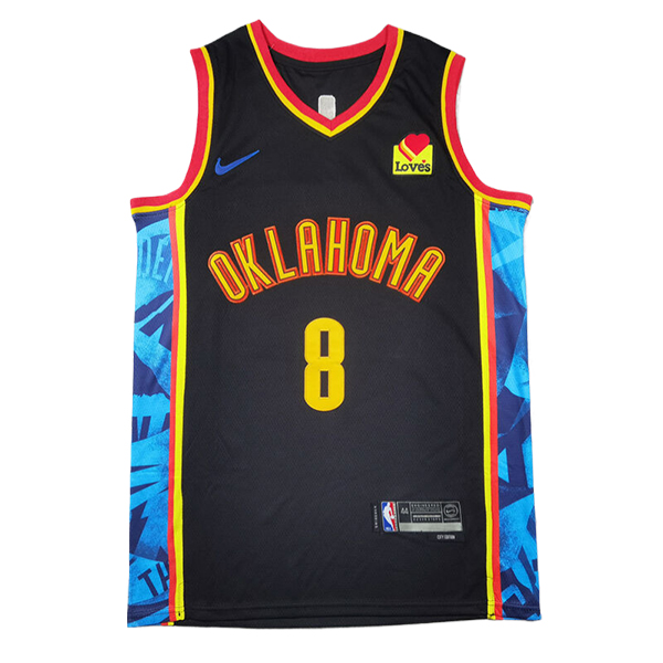 Camiseta Oklahoma City Thunder (WILLIAMS #8) 2024/2025 Negro/Amarillo/Azul