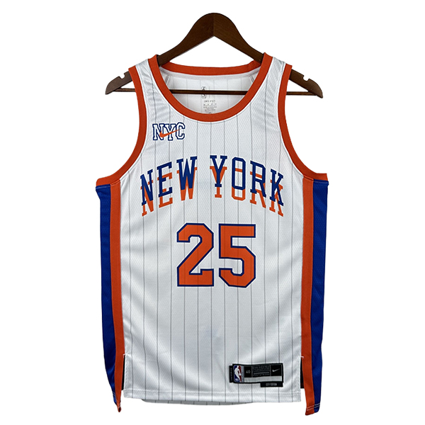 Camiseta New York Knicks (BRIDGES #25) 2024/2025 Blanco/Naranja - MD.2