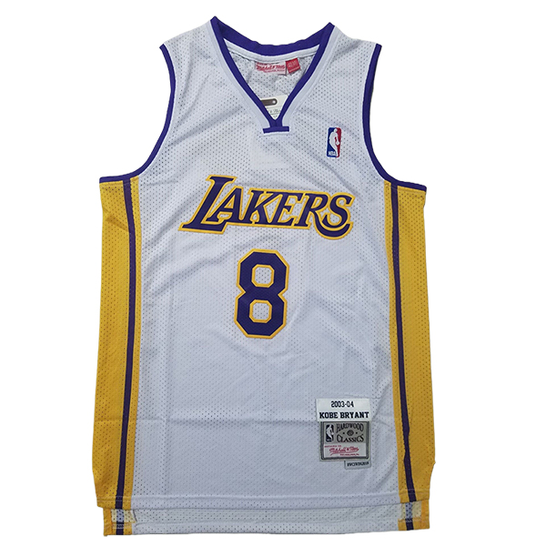Camiseta Los Angeles Lakers (BRYANT #8) 2025/2026 Blanco/Amarillo/Púrpura