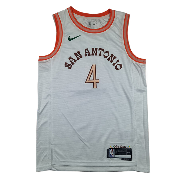 Camiseta San Antonio Spurs (FOX #4) 2025/2026 Blanco/Naranja
