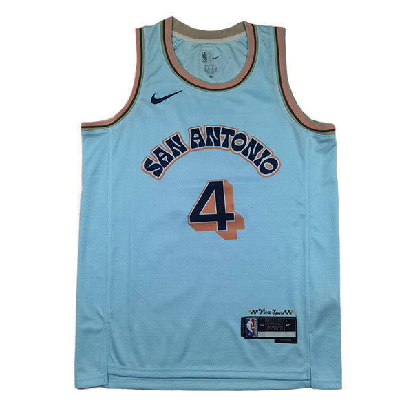 Camiseta San Antonio Spurs (FOX #4) 2025/2026 Azul/Naranja