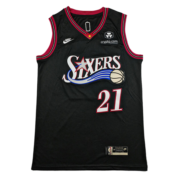 Camiseta Philadelphia 76ers (EMBIID #21) 2025/2026 Negro/Rojo