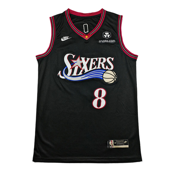 Camiseta Philadelphia 76ers (GEORGE #8) 2025/2026 Negro/Rojo