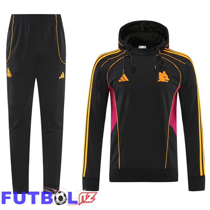 Chandal Futbol - Sudadera Con Capucha AS Roma Negro 2025/2026