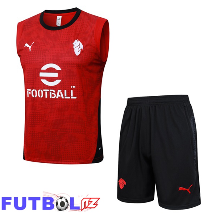 Chalecos De Futbol AC Milan + Cortos Rojo 2025/2026