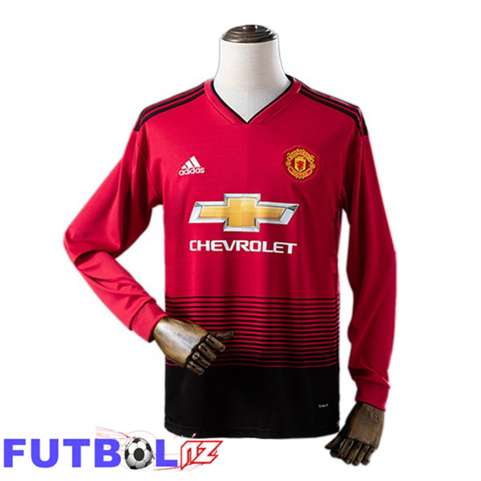 Camisetas De Futbol Manchester United Retro Primera Manga Larga Rojo 2018-2019