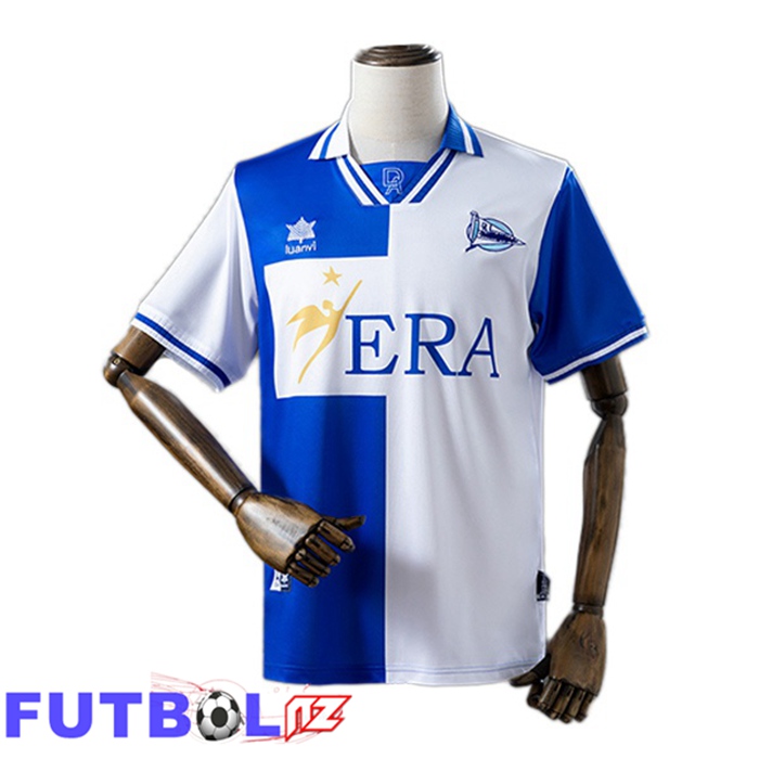 Camisetas De Futbol Deportivo Alaves Retro Primera Blanco Azul 1999-2000