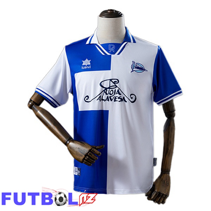 Camisetas De Futbol Deportivo Alaves Retro Primera Blanco Azul 2000-2001