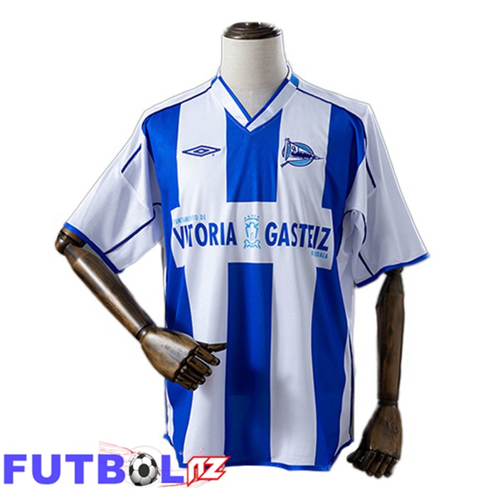 Camisetas De Futbol Deportivo Alaves Retro Primera Blanco Azul 2003-2004