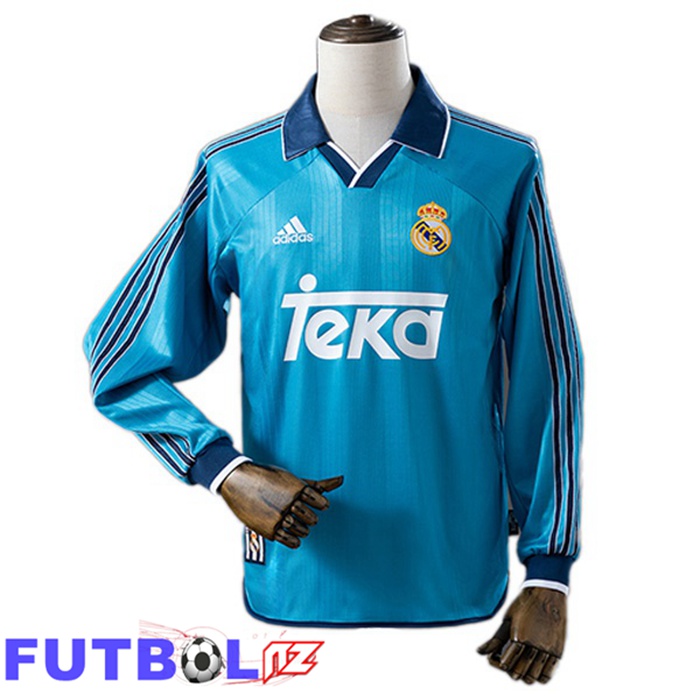 Camisetas De Futbol Real Madrid Retro Tercera Manga Larga Azul 1999-2000
