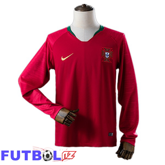 Camisetas De Futbol Portugal Retro Primera Manga Larga Rojo 2020