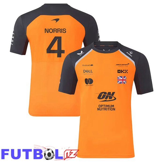 T-Shirt F1 Team McLaren (NORRIS 4) Naranja Azul Real 2025/2026