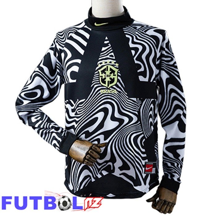 Camisetas De Futbol Brasil Manga Larga Portero Blanco/Negro 2026/2027