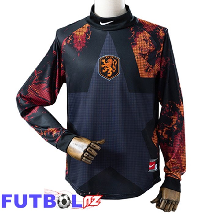 Camisetas De Futbol Países Bajos Manga Larga Portero Negro/Naranja 2026/2027