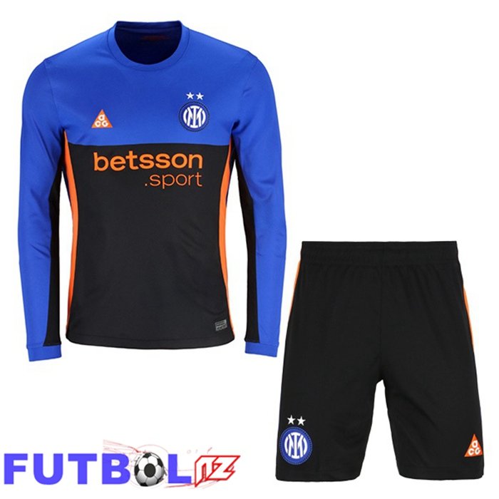 Camisetas De Futbol Inter Milan Ninos Cuarta Manga Larga Azul Negro 2025/2026