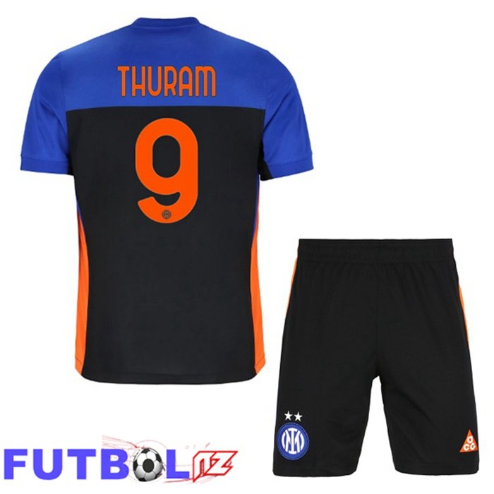 Camisetas De Futbol Inter Milan (THURAM 9) Ninos Cuarta Azul Negro 2025/2026