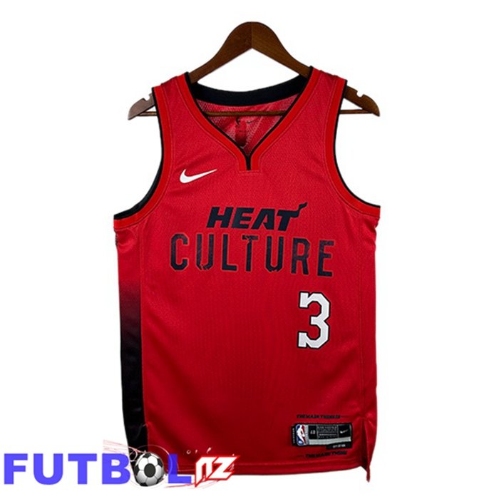 Camiseta NBA Miami Heat (Dwyane Wade 3) Rojo 2024/2025