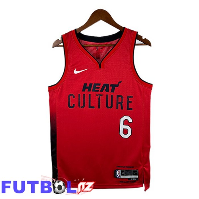Camiseta NBA Miami Heat (LeBron James 6) Rojo 2024/2025