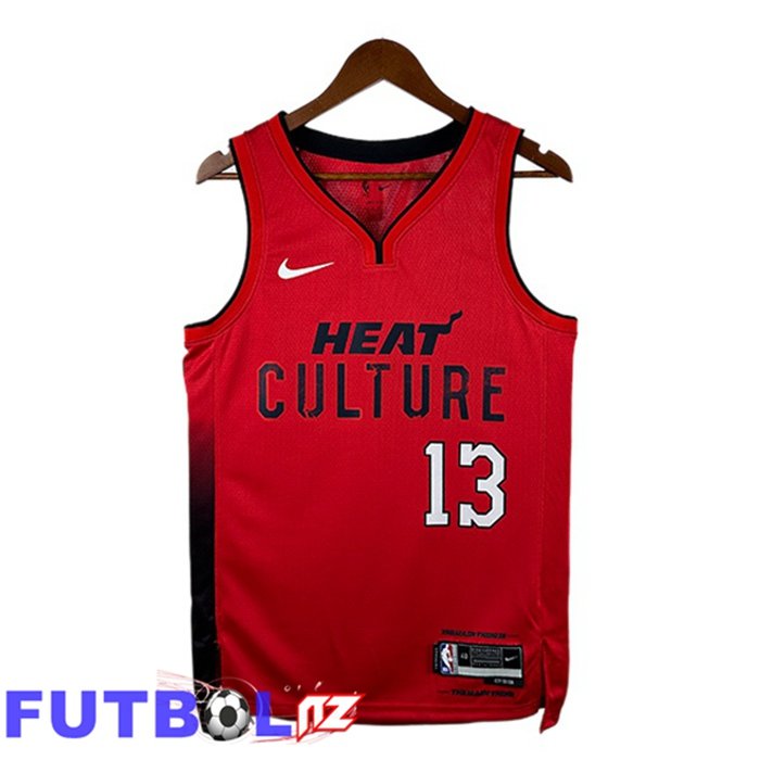 Camiseta NBA Miami Heat (Bam Adebayo 13) Rojo 2024/2025